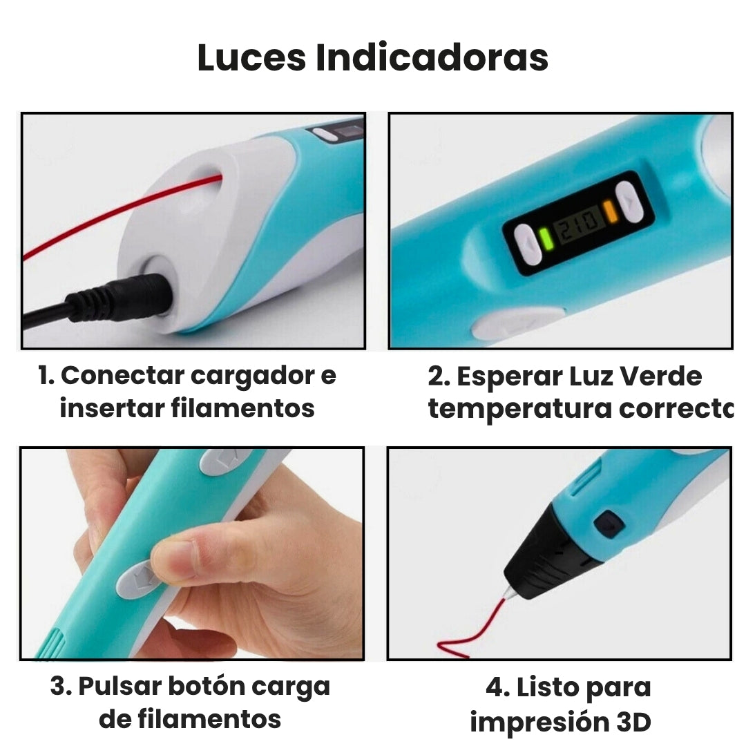 MAGICART®- Lápiz 3D + Filamentos de Regalo