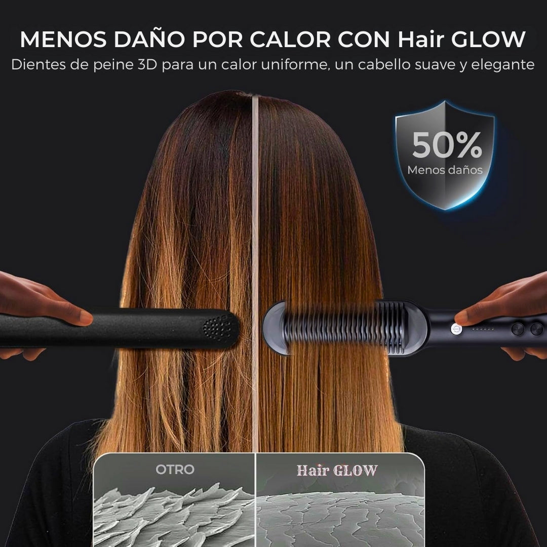 HairGlow - Cepillo Alisador Iónico 2 en 1