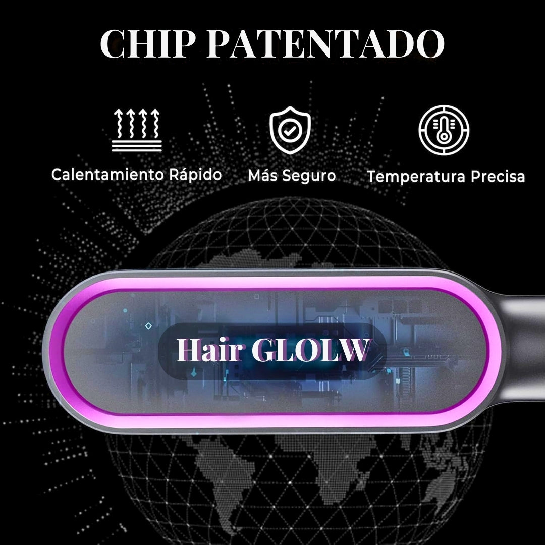 HairGlow - Cepillo Alisador Iónico 2 en 1